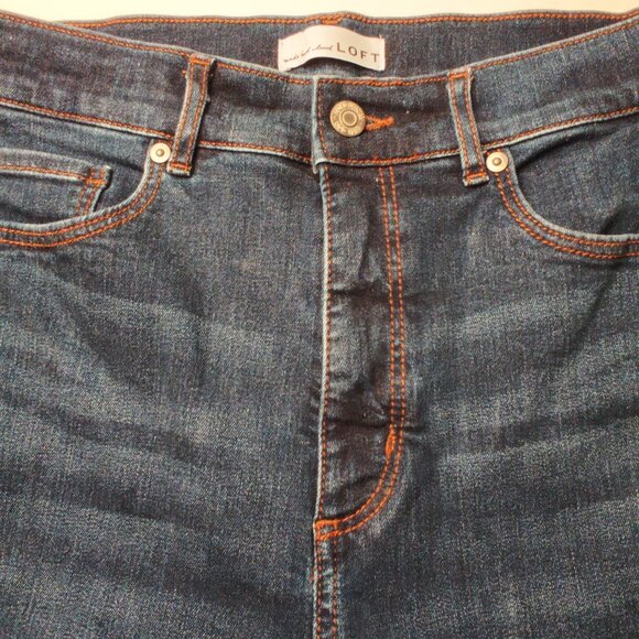 Loft Jeans Size 29/8 The Slim Flare High Rise Dark Wash - Picture 4 of 10